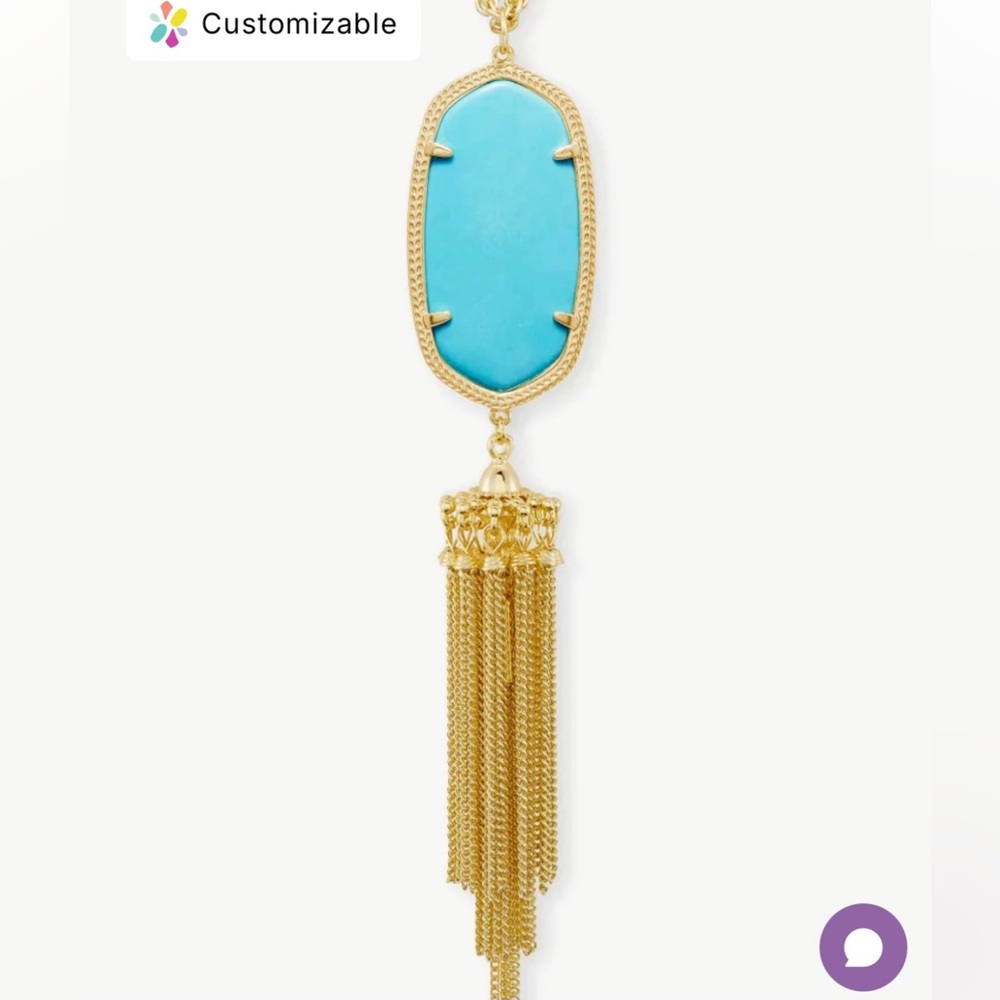 Rayne Gold Long Pendant Necklace in Turquoise